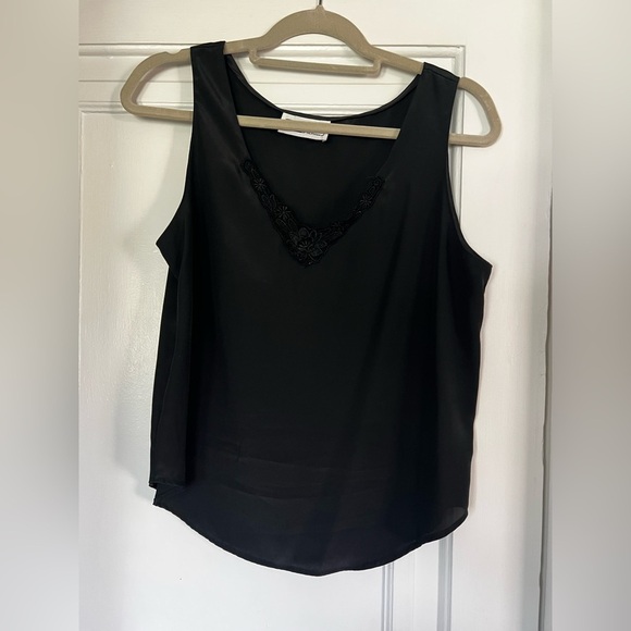 Vintage Impressions of California Black Satin Tank Top Lace Detail 90s Camisole - Picture 6 of 6